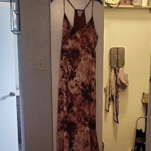 Nicole Miller Floral Brown and Cream Maxi Dress